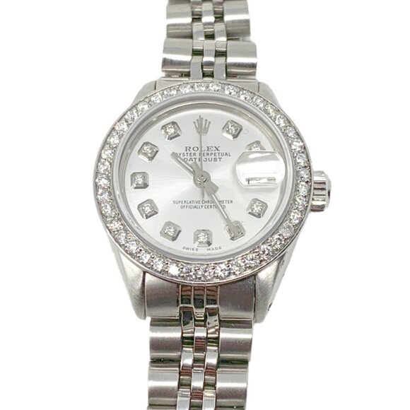 Rolex ladies 26mm Datejust Silver diamond jubilee steel main image 8